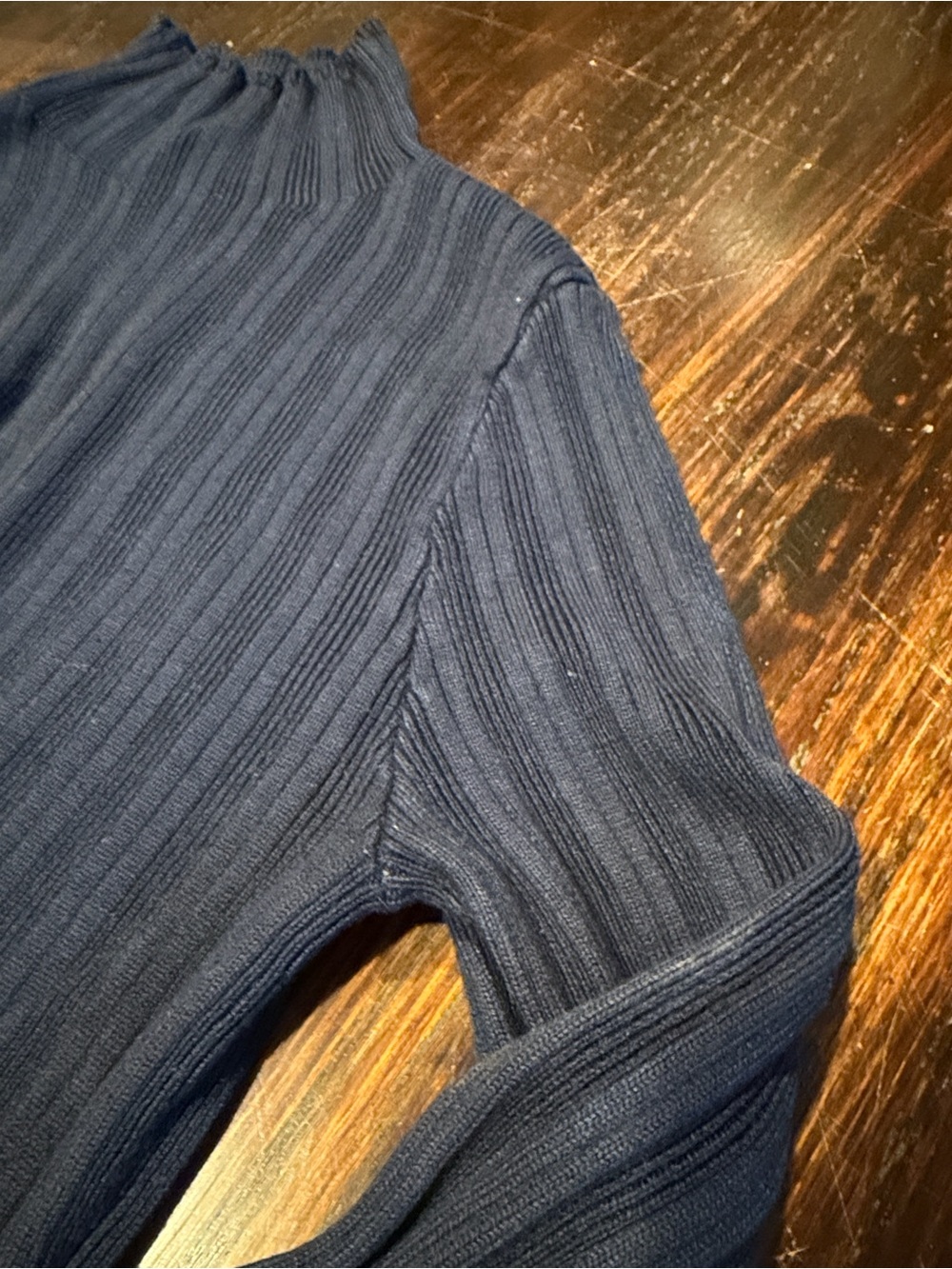 Abercrombie & Fitch Navy Ribbed Mock Neck Sweater